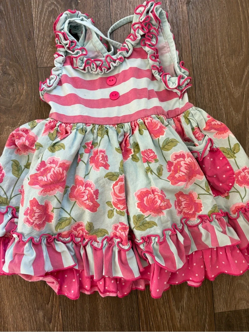 Girls Pink Floral & Stripe top and shorts Set -